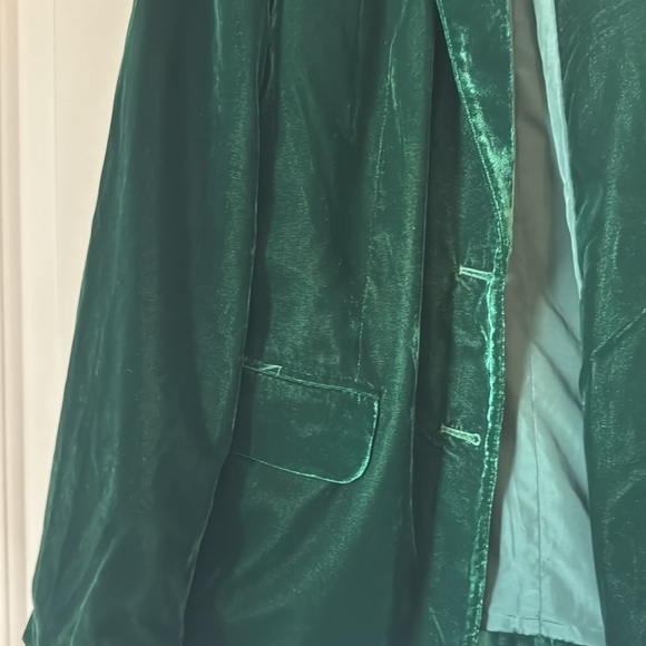 Aqua Green Velvet Blazer - Picture 2 of 7